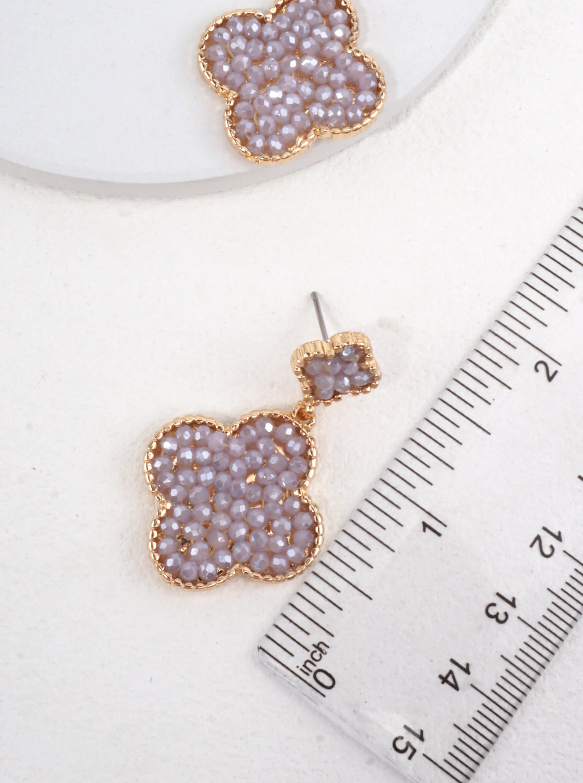 Pearlized Quatrefoil Dangle Drop Earrings