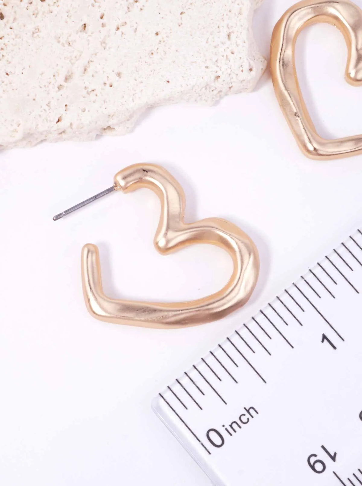 25mm Organic Puffy Heart Matte Post Hoop Earrings