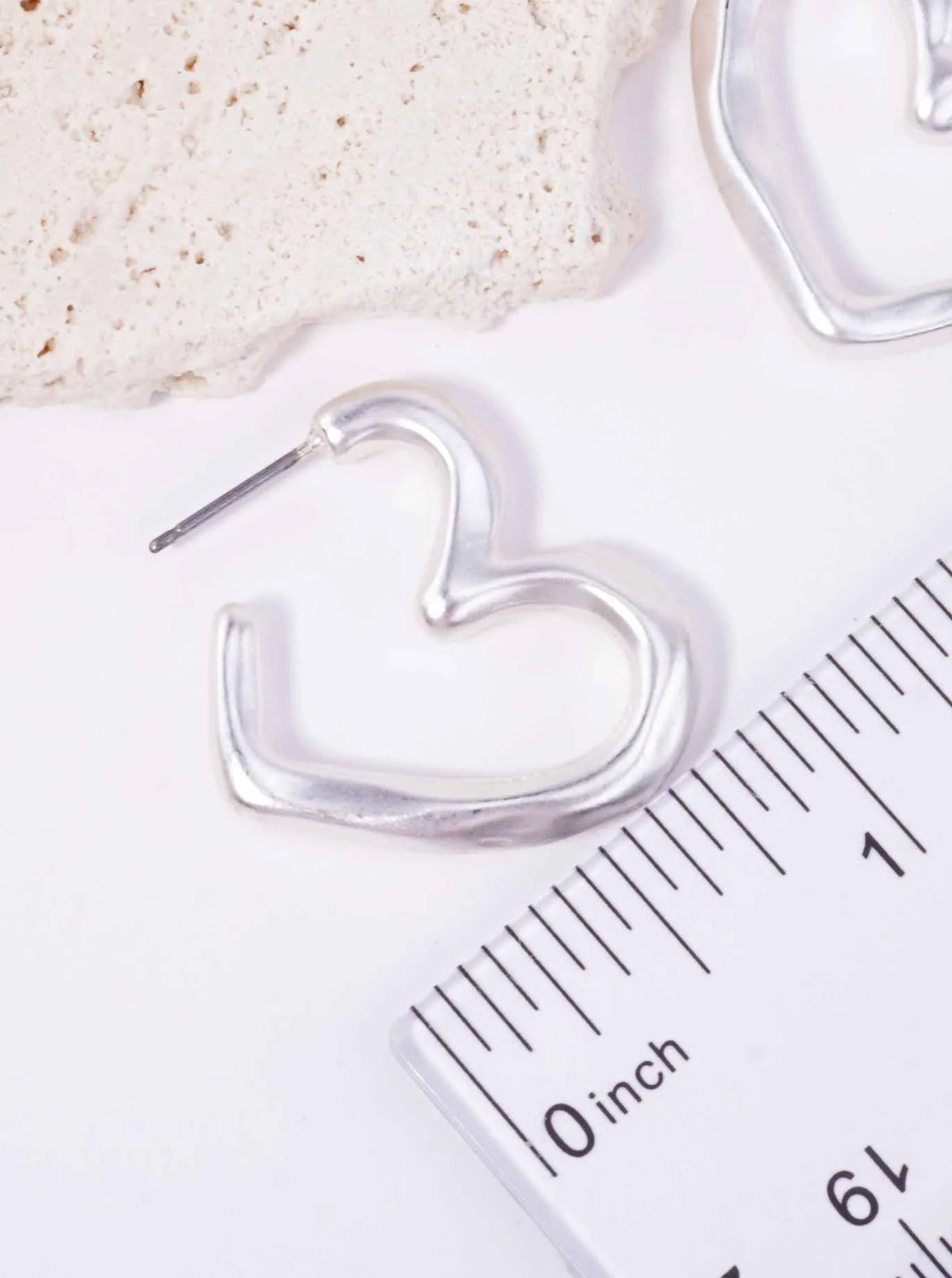 25mm Organic Puffy Heart Matte Post Hoop Earrings