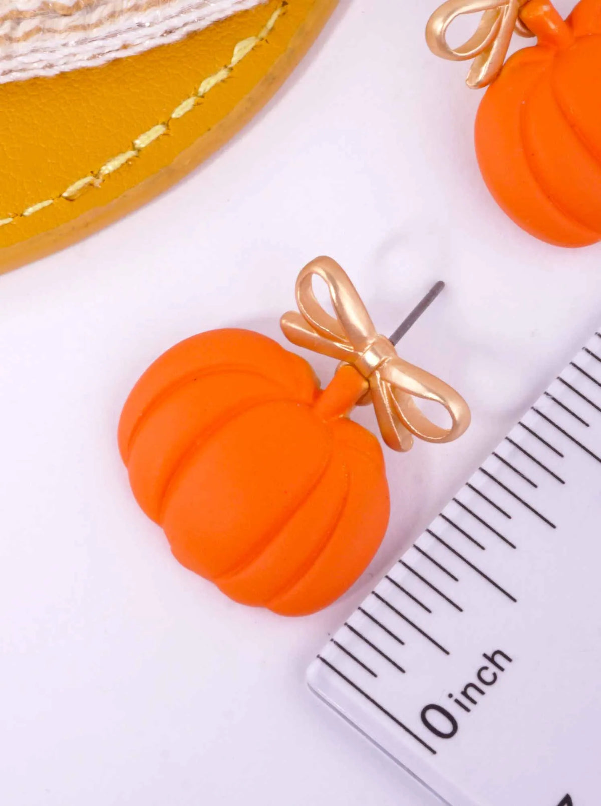 Whimsical Matte Bow Pumpkin Drop Earrings