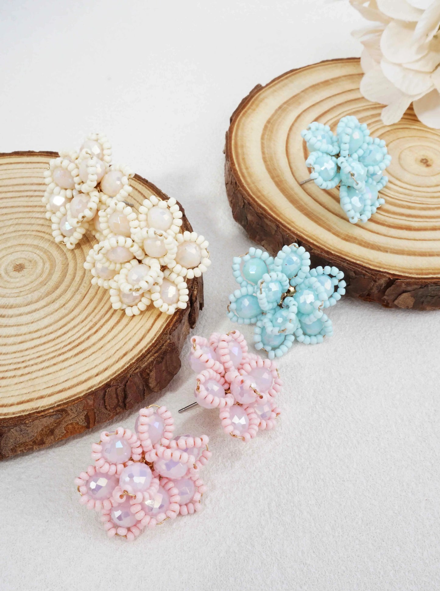 Floral Beaded Stud Earrings