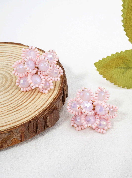 Floral Beaded Stud Earrings