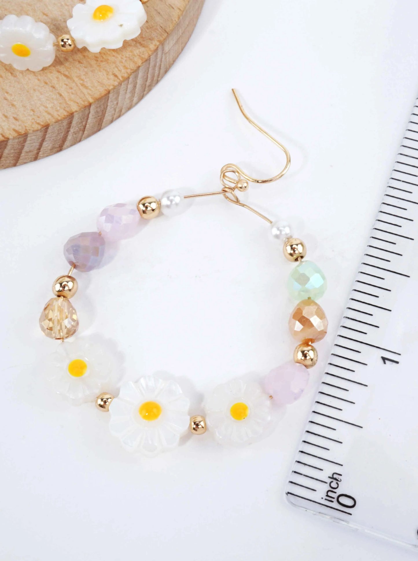 Beaded Daisy Dangle Earrings