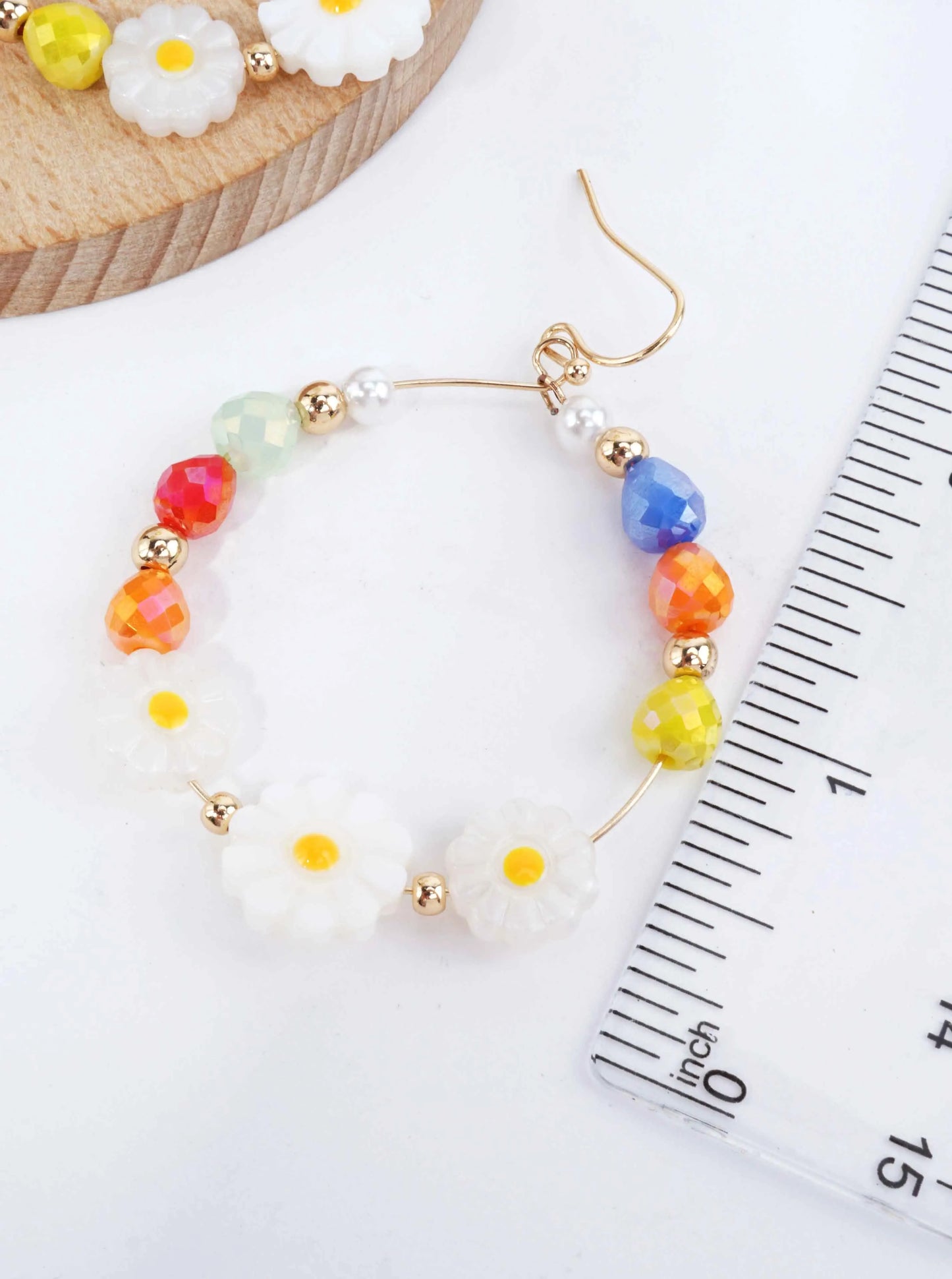 Beaded Daisy Dangle Earrings