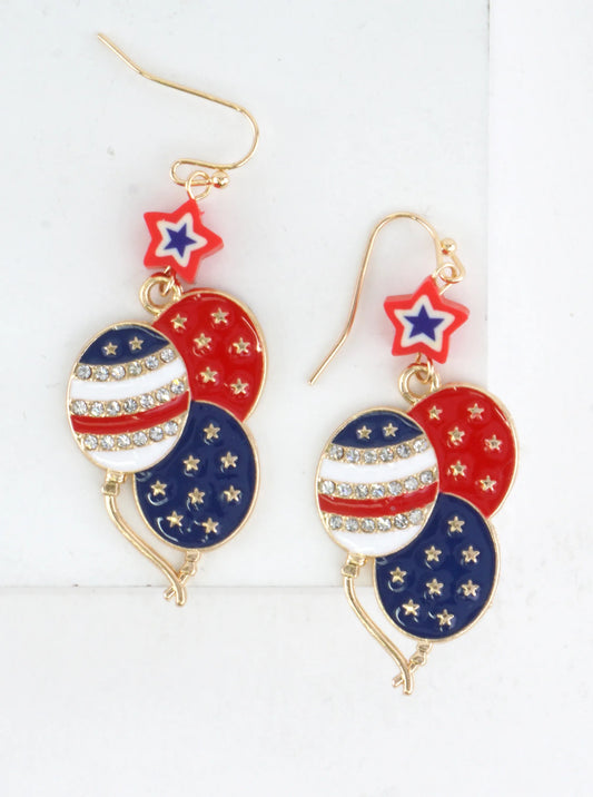 Patriotic Star Balloon Dangle Earrings