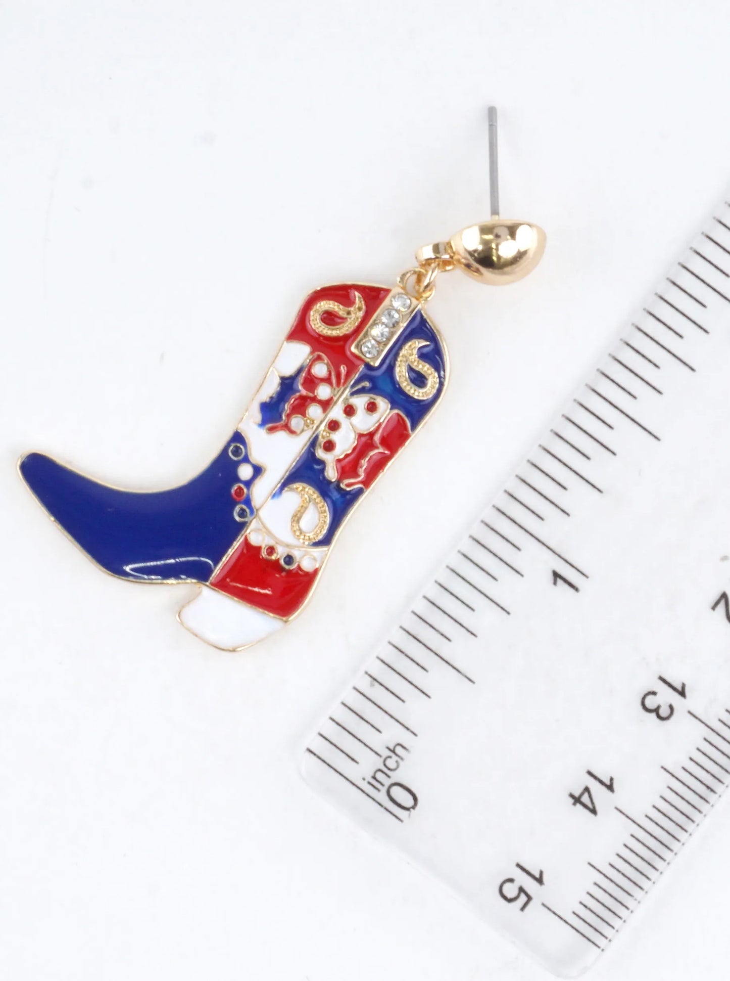 Enameled Flag Boot Earrings