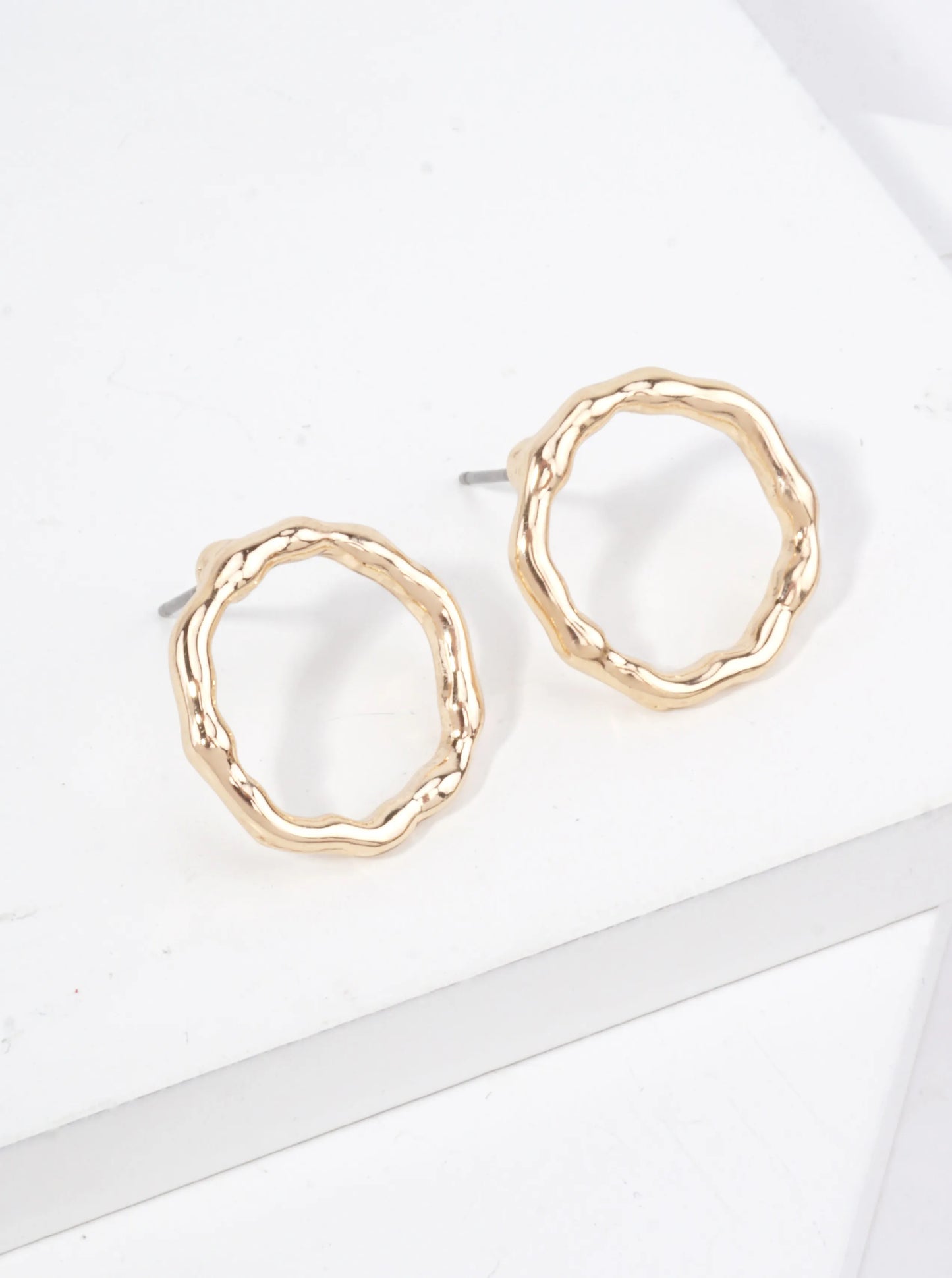 Hammered Open Circle Post Earrings
