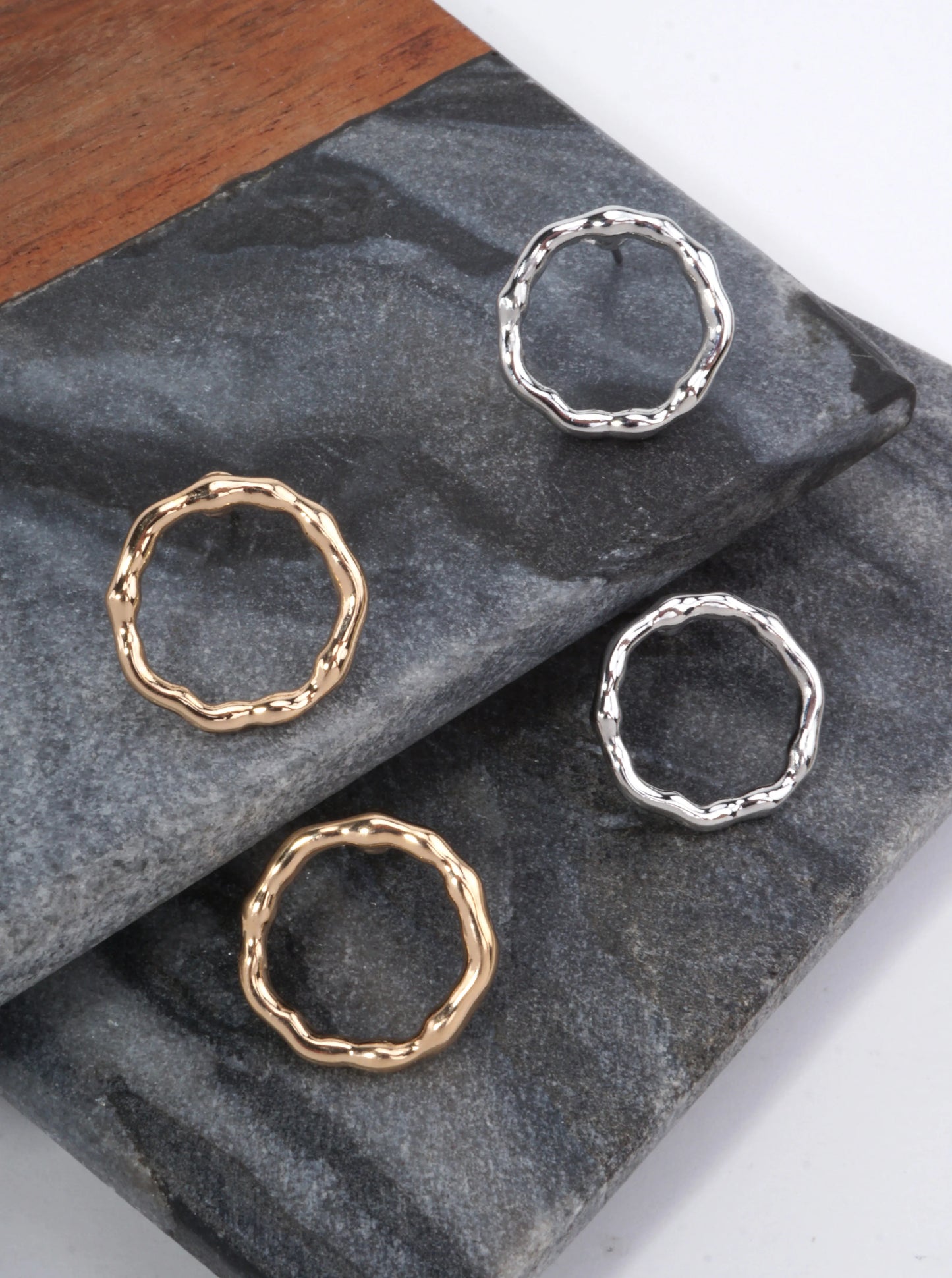 Hammered Open Circle Post Earrings