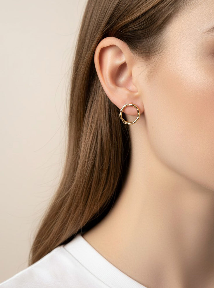 Hammered Open Circle Post Earrings