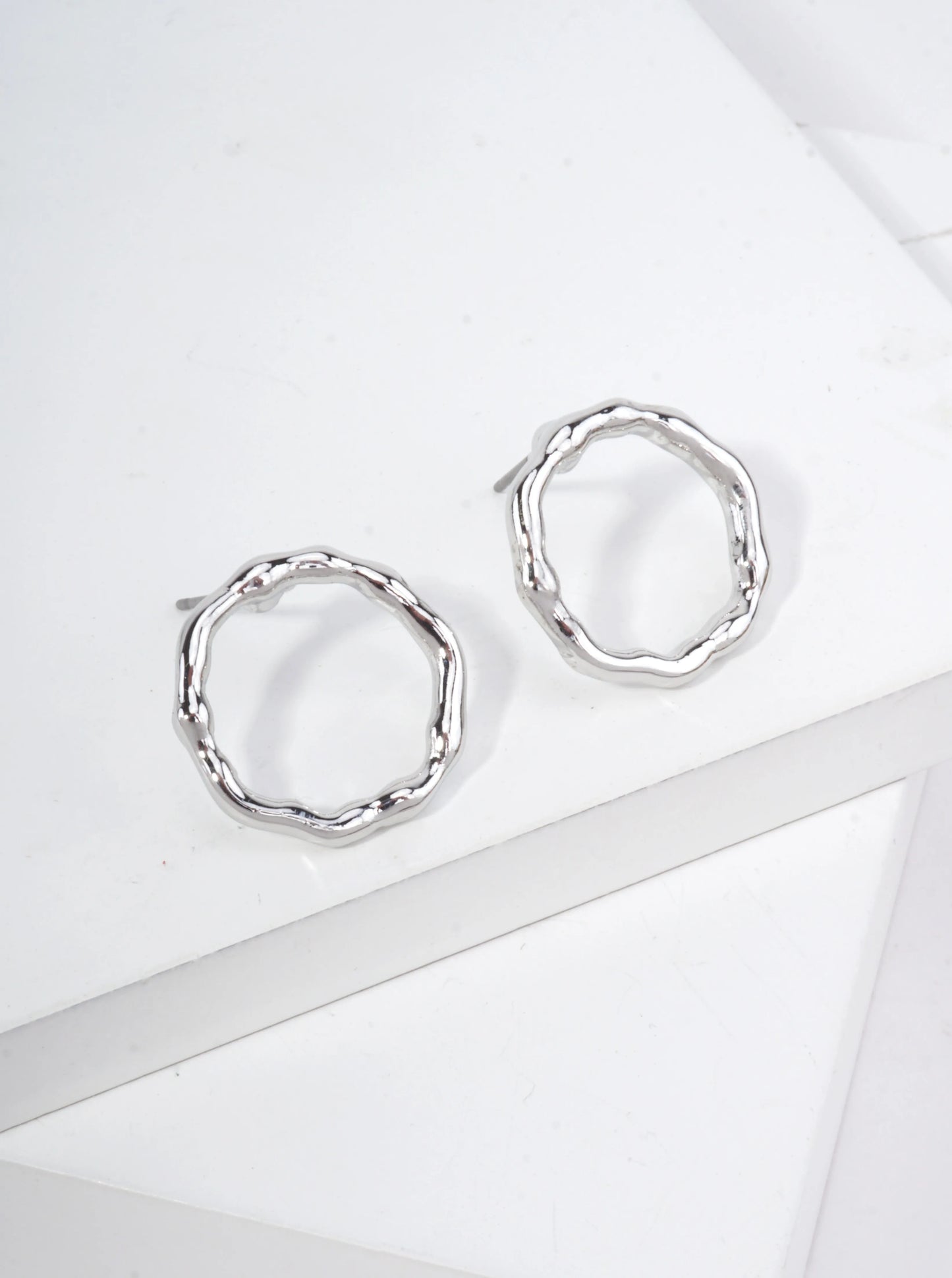 Hammered Open Circle Post Earrings
