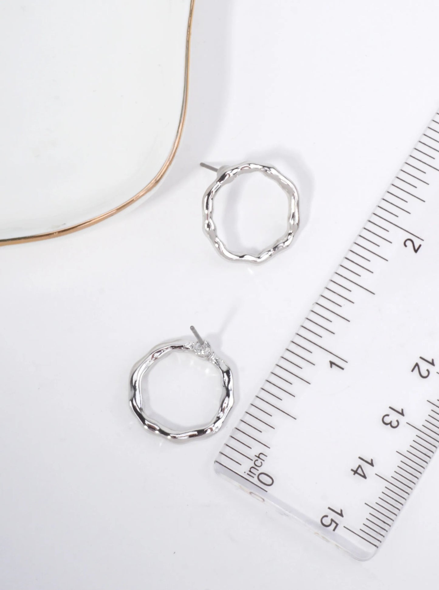 Hammered Open Circle Post Earrings
