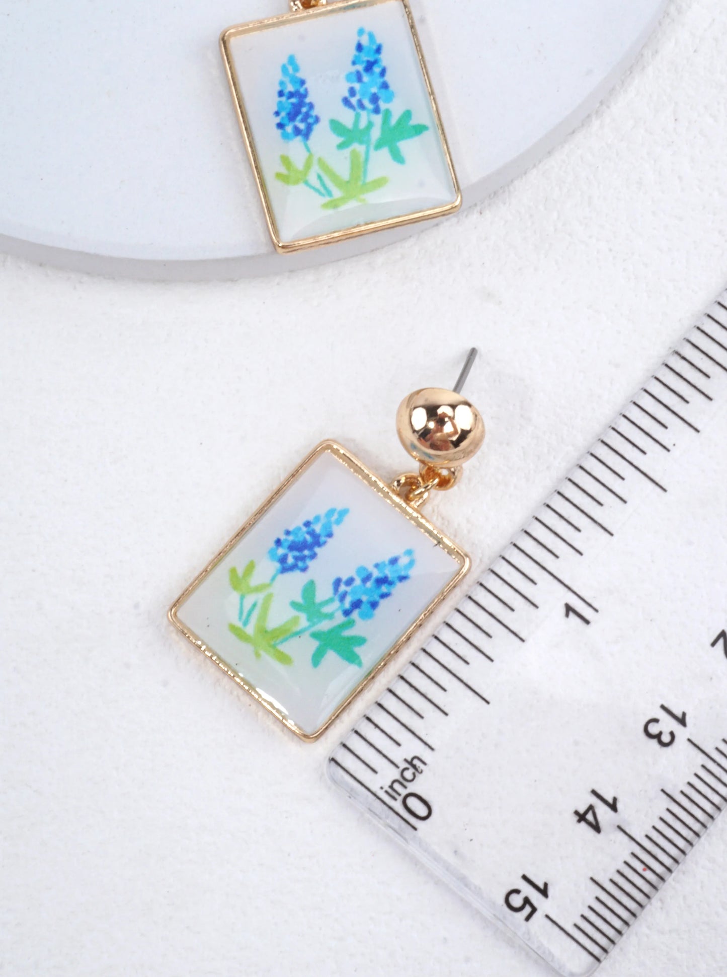 Square Botanical Dangle Earrings