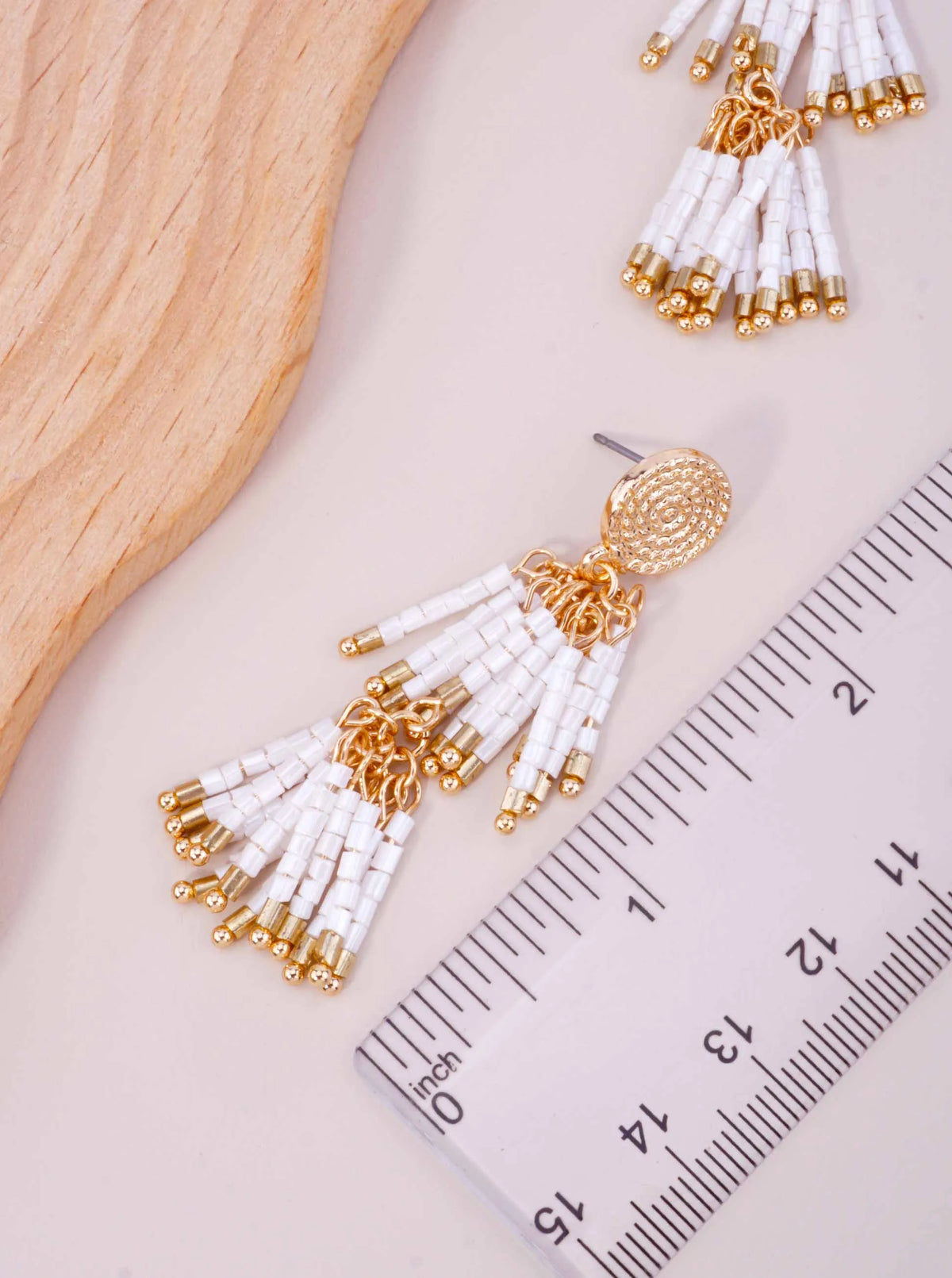 Seed Bead Double Tassel Post Earrings