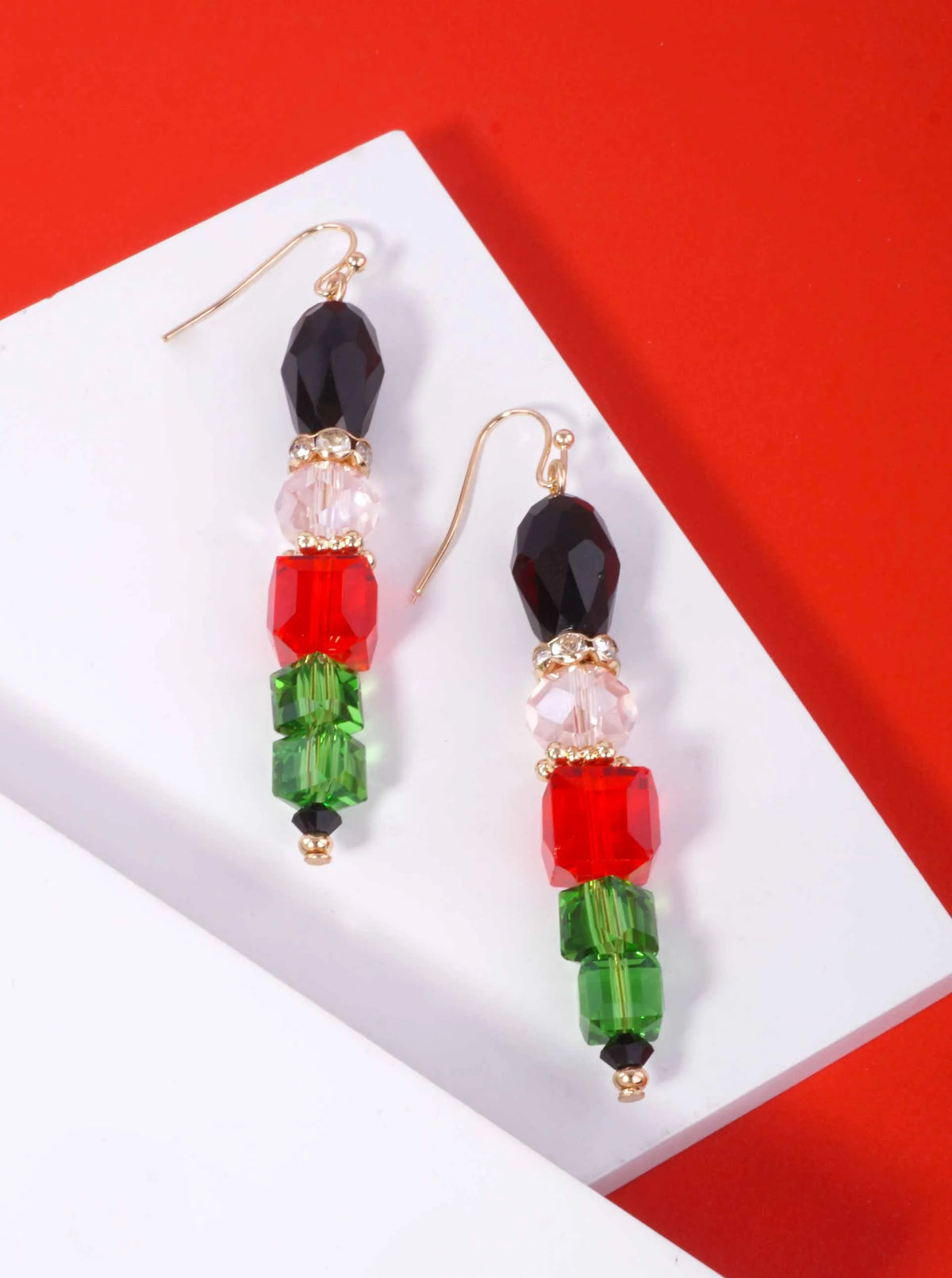 Faceted Bead Nutcracker Hook Drop Earrings