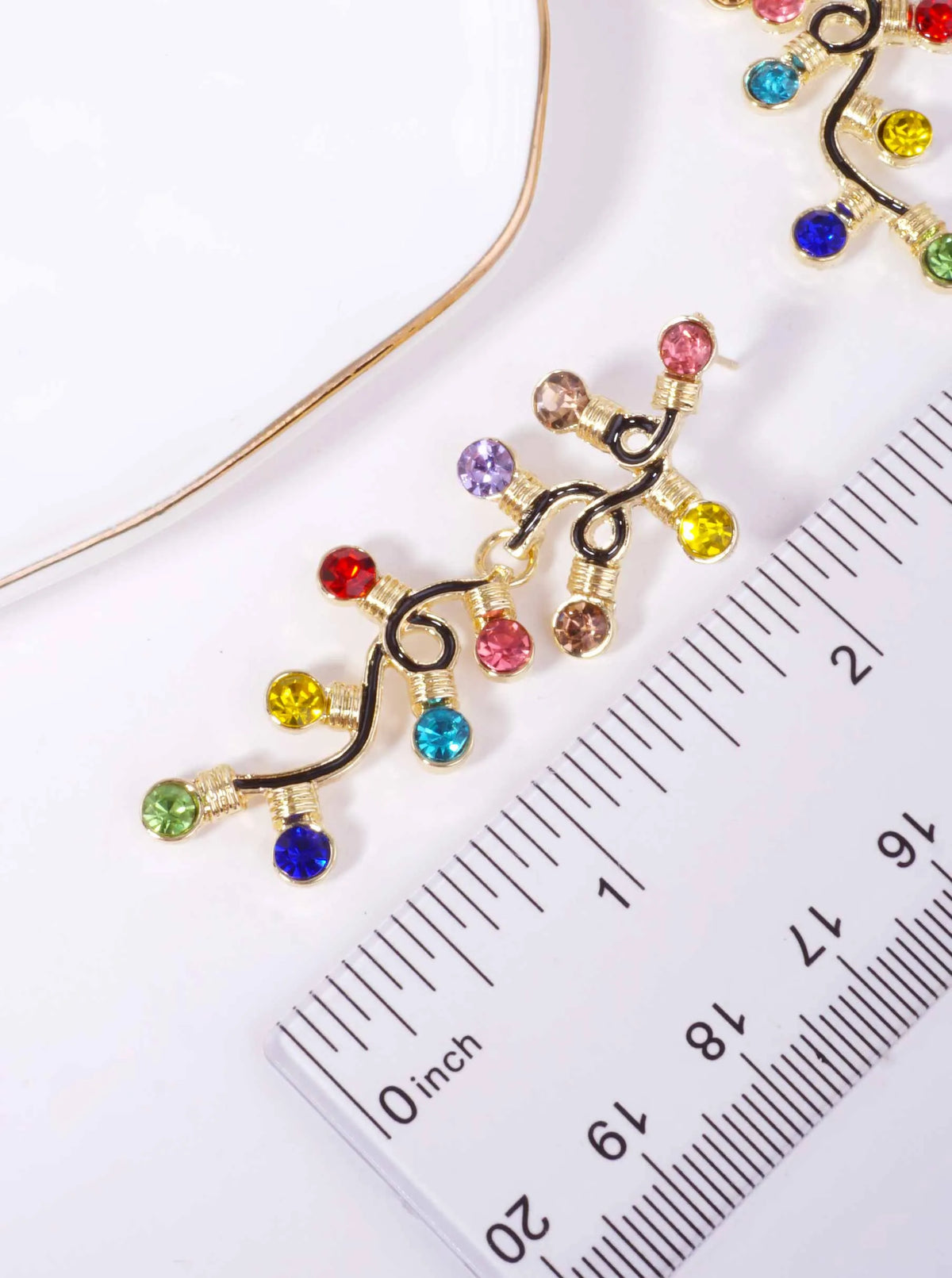 Rhinestone Christmas Lights Post Drop Earrings