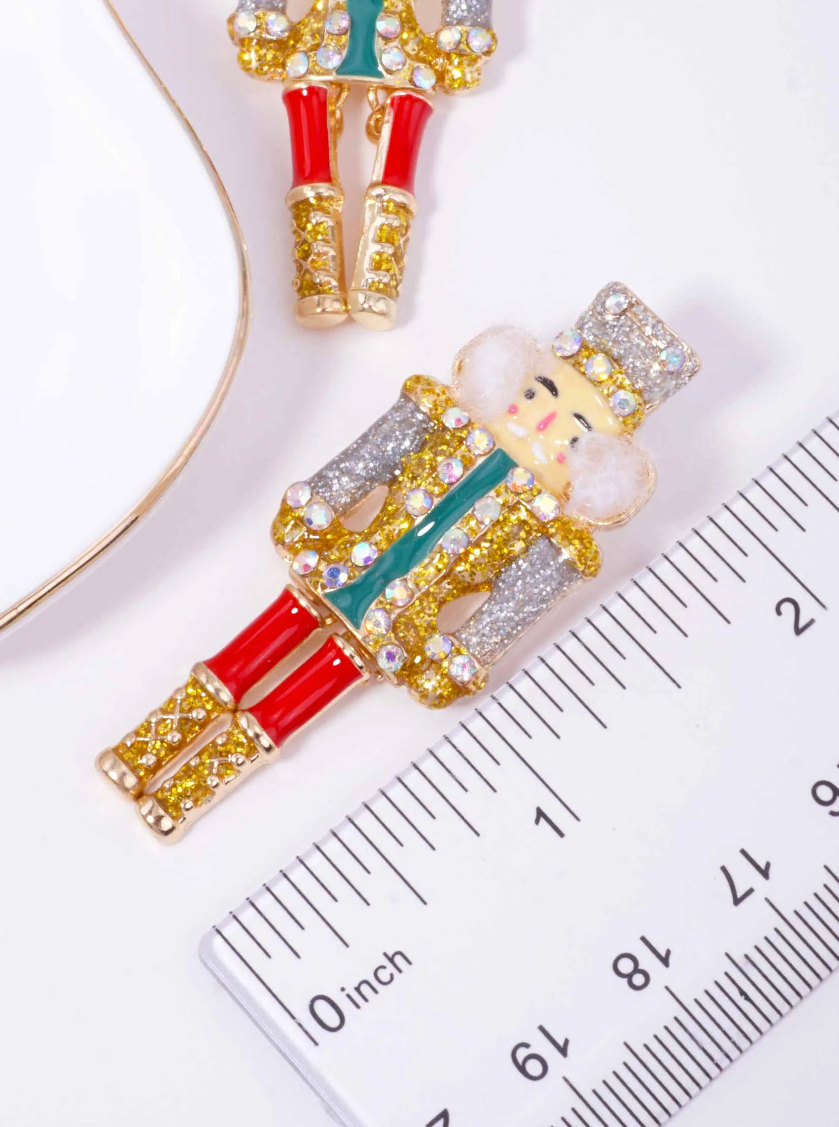 Rhinestone Enameled Nutcracker Post Earrings