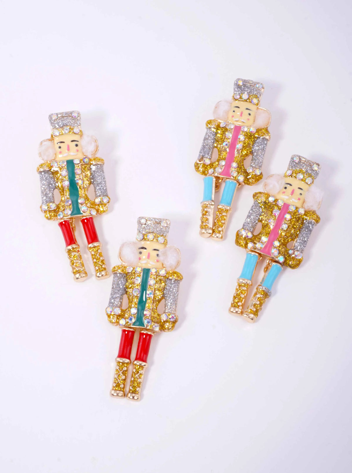 Rhinestone Enameled Nutcracker Post Earrings