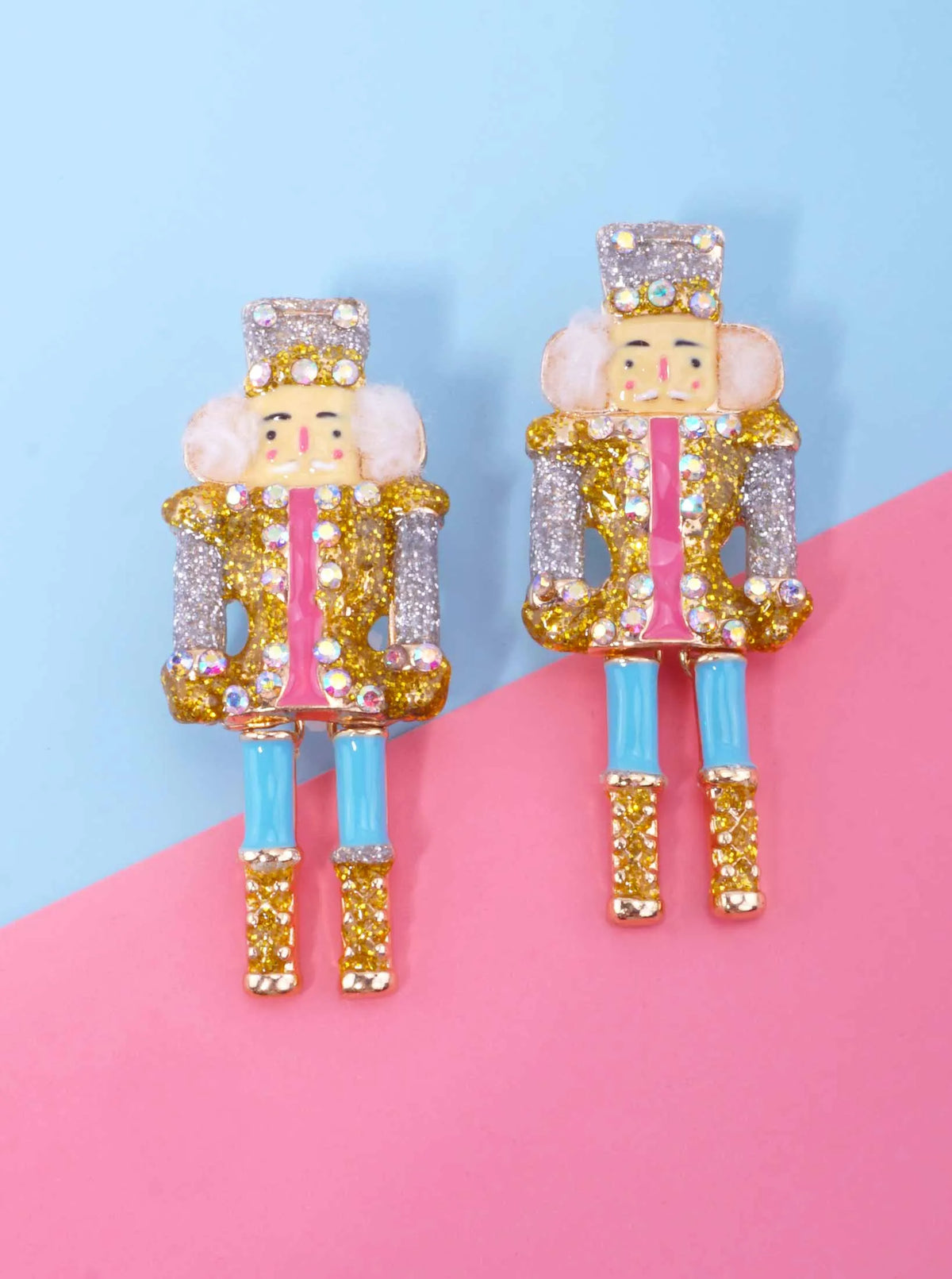 Rhinestone Enameled Nutcracker Post Earrings