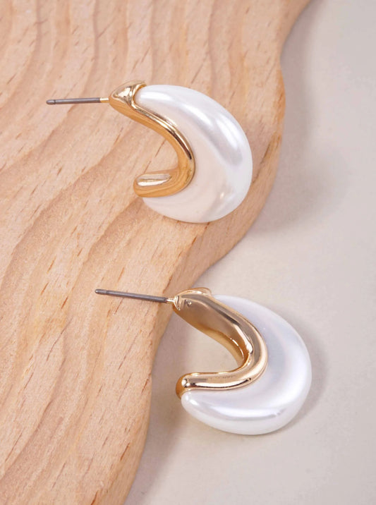 Polished Crescent Geometric Hoop Earrings