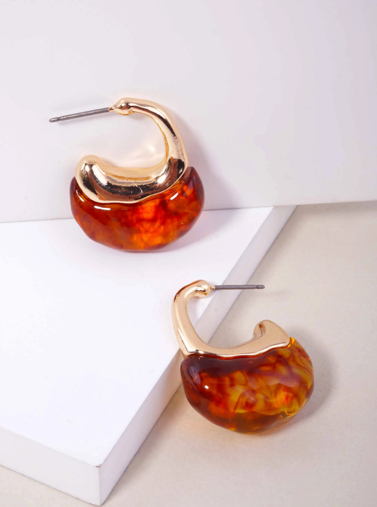 Chunky Geometric Crescent Hoop Earrings