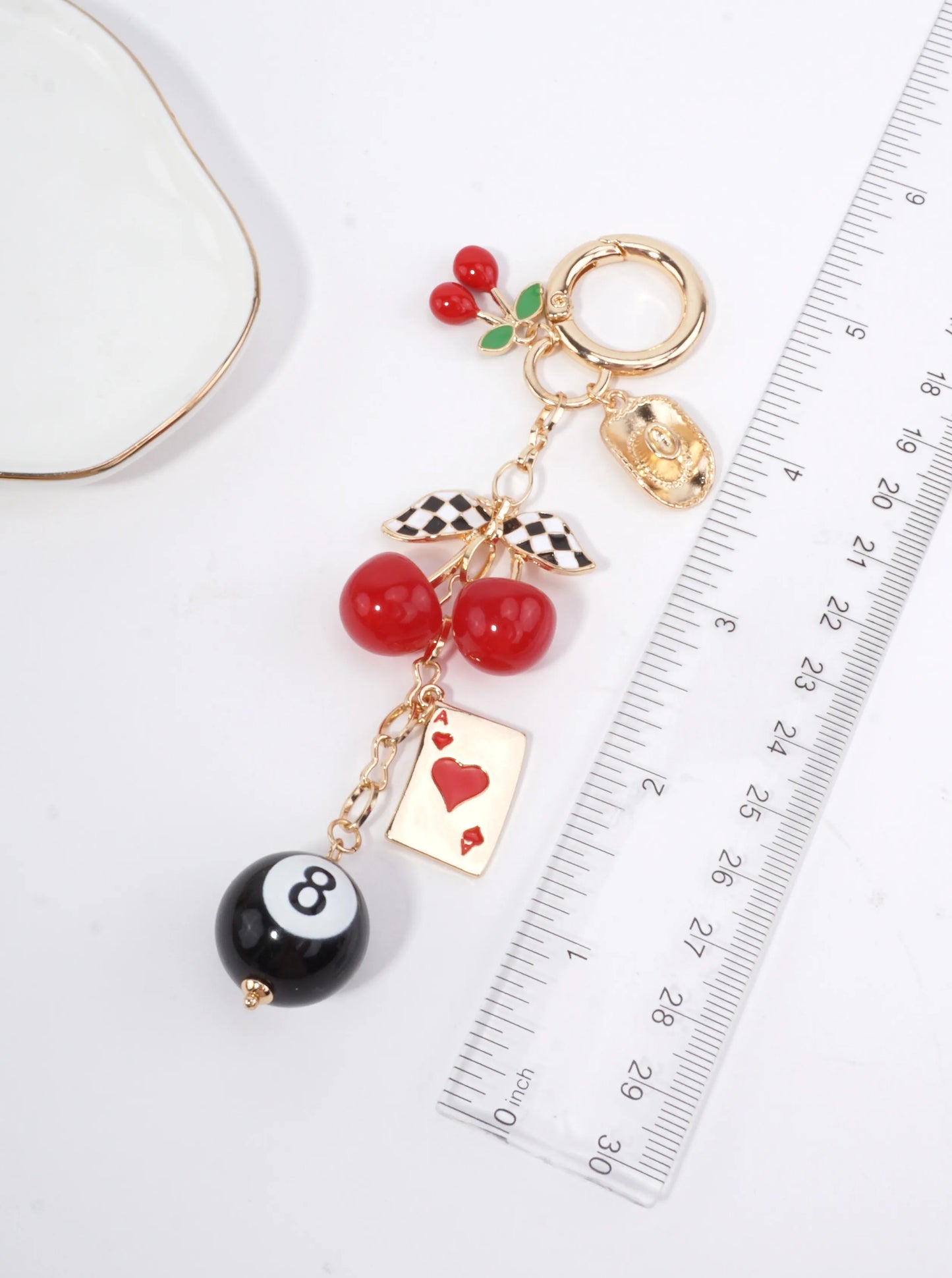 RETRO CHERRY & 8 BALL KEYCHAIN