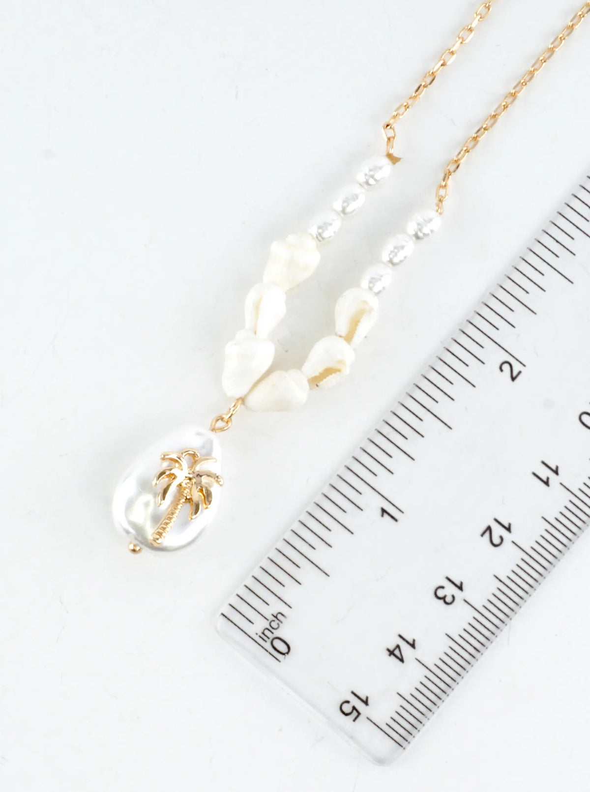 Elegant Pearlized Palm Tree Pendant Necklace