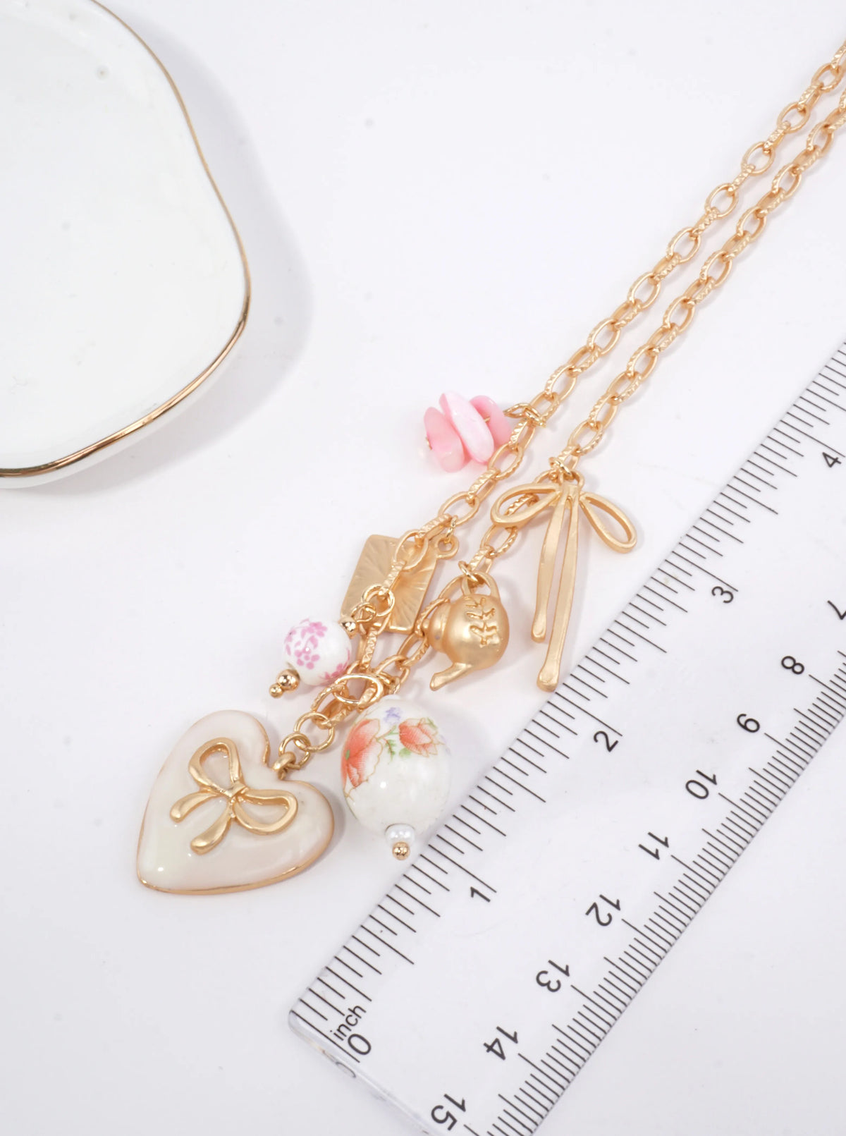 Coquette Charm Necklace With Bow & Heart Pendant