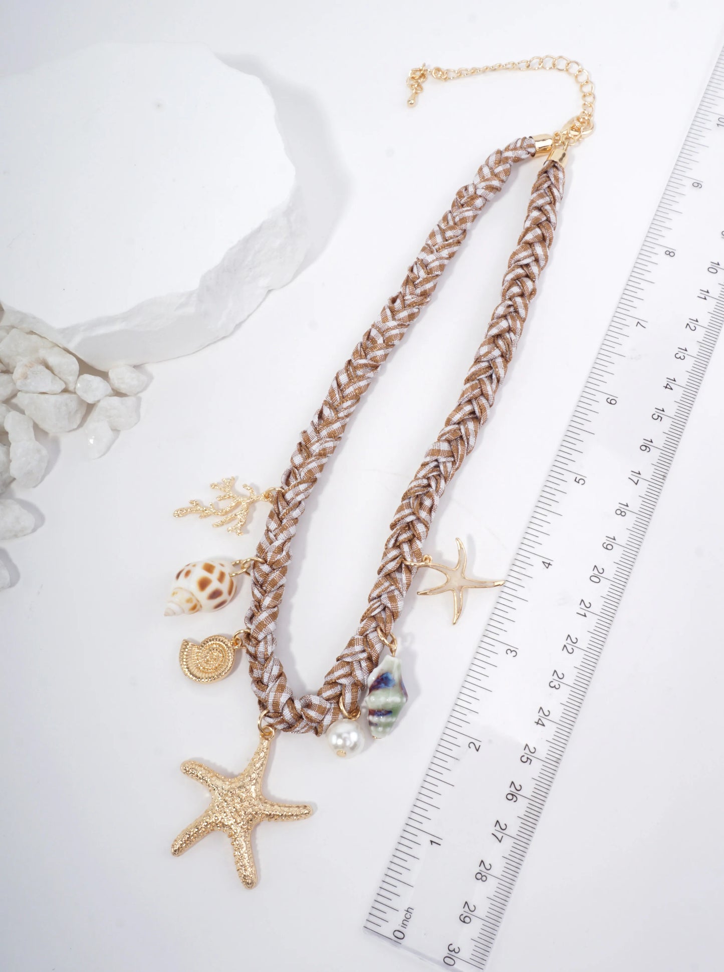 Textured Sea Life Charm Braided Necklace