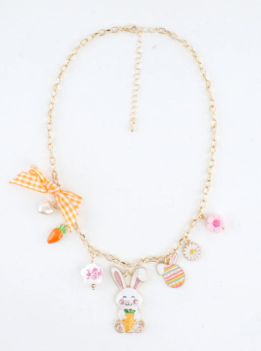 Enamel Bunny Easter Charm Necklace