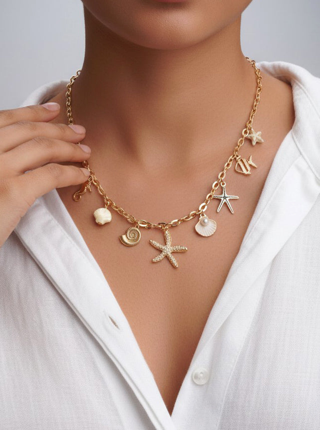 Beach-Themed Multi-Charm Necklace