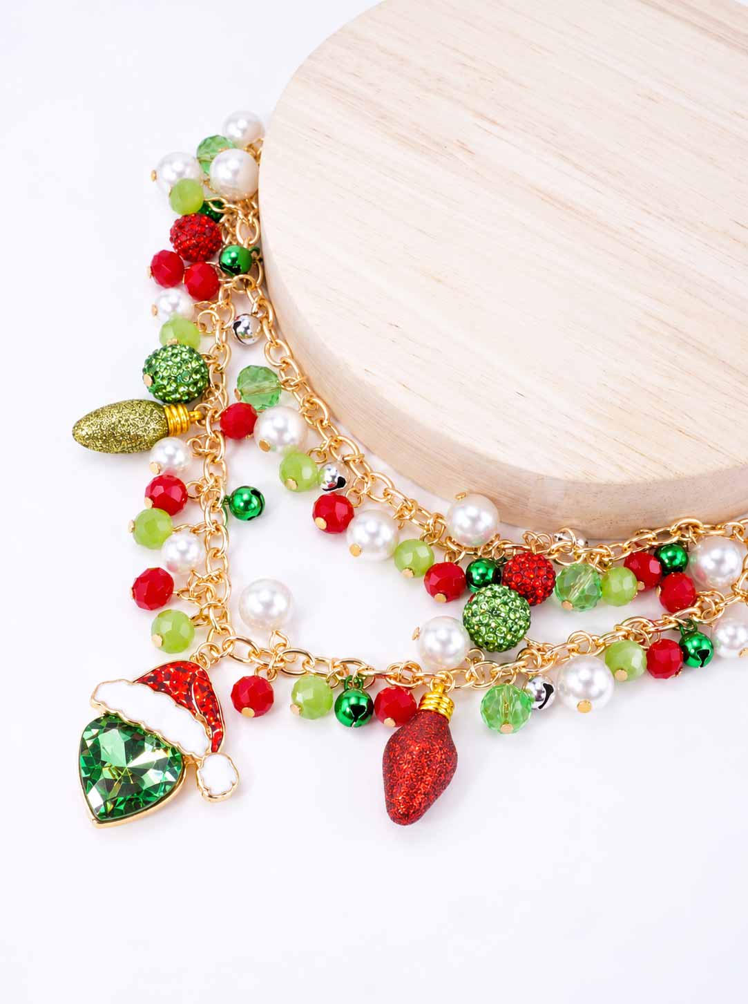 Christmas Charm Beaded Double Strand Necklace