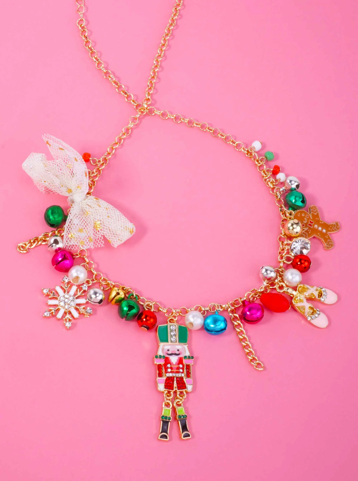 Christmas Nutcracker Jingle Bell Charm Necklace