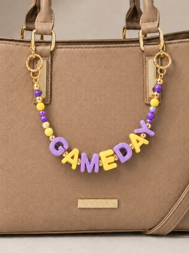 Game Day Beaded Letter Bag Charm