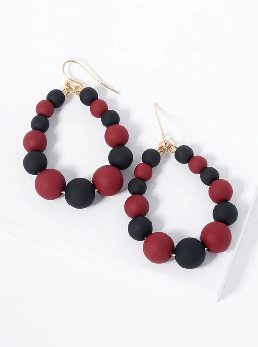 Game Day Graduated Color Beads Teardrop Dangle Earrings