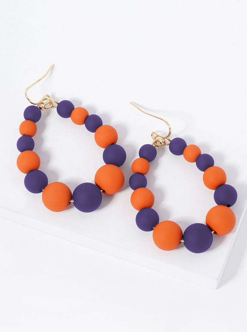 Game Day Graduated Color Beads Teardrop Dangle Earrings