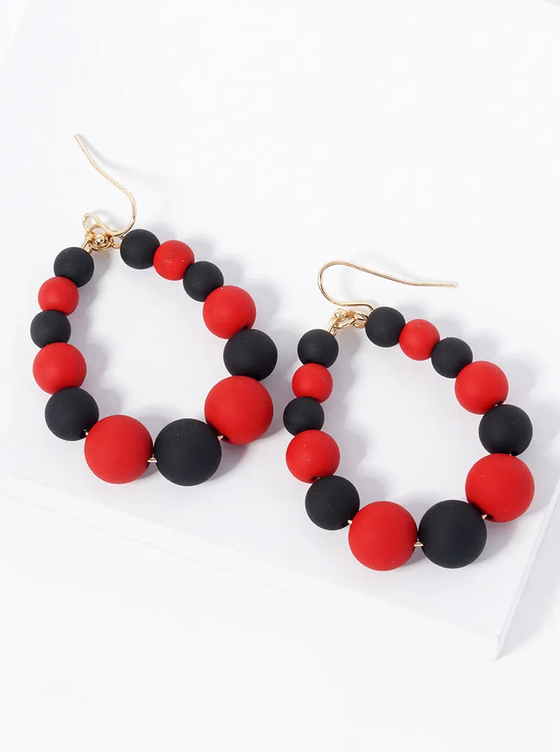 Game Day Graduated Color Beads Teardrop Dangle Earrings