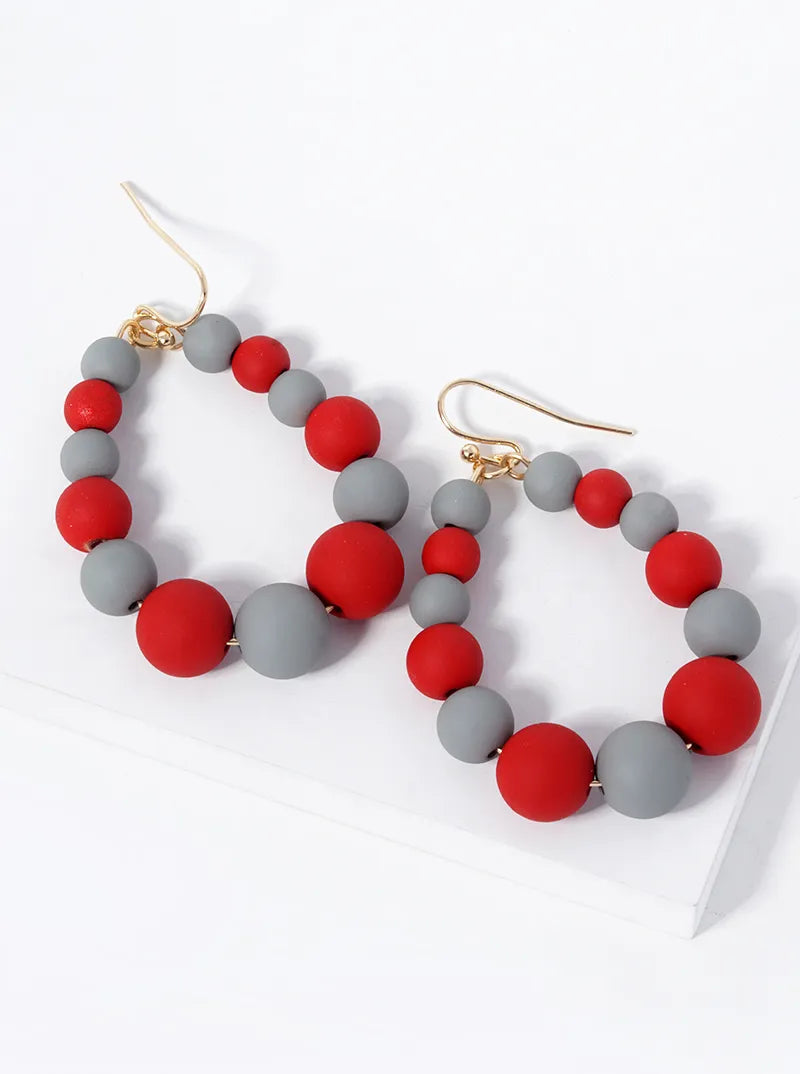 Game Day Graduated Color Beads Teardrop Dangle Earrings