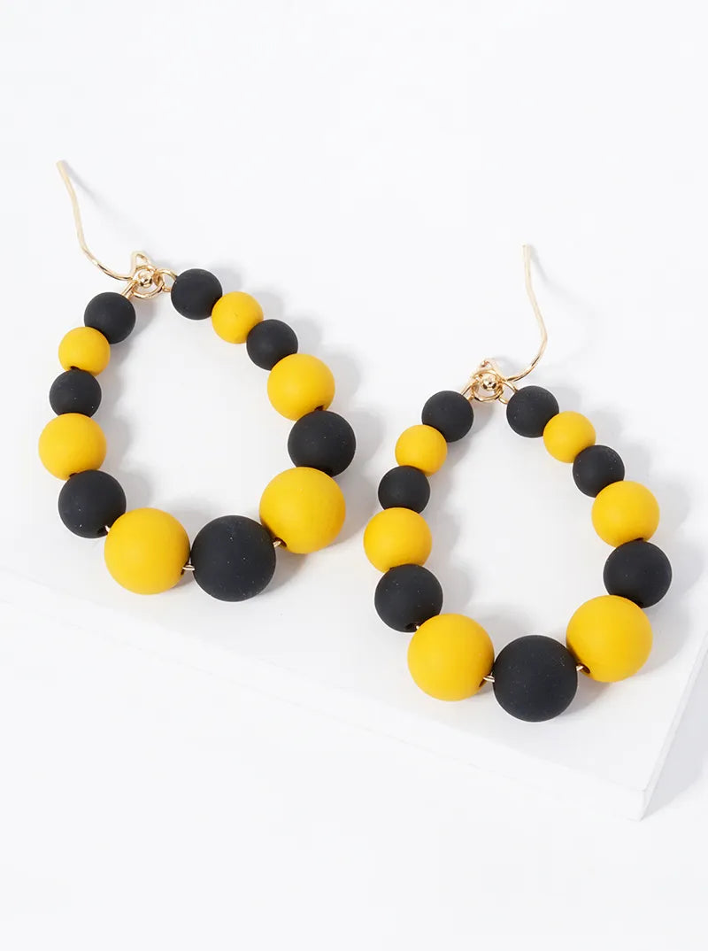 Game Day Graduated Color Beads Teardrop Dangle Earrings