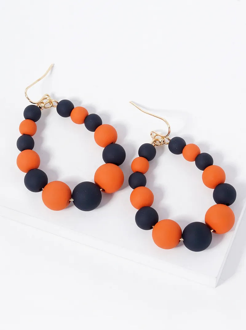 Game Day Graduated Color Beads Teardrop Dangle Earrings