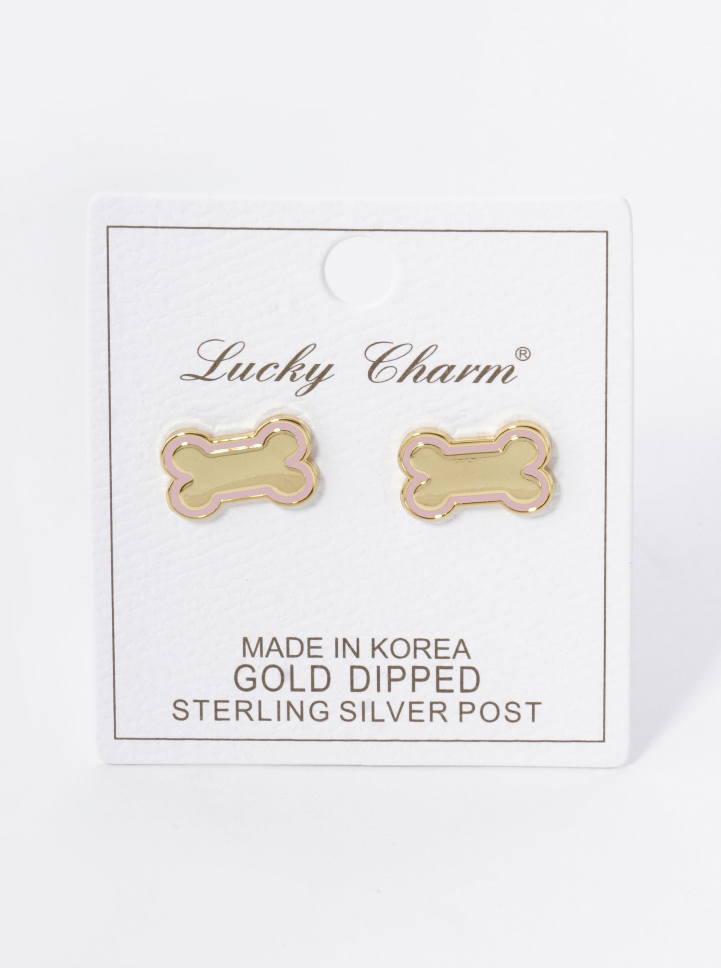 Game Day Mascot 18K Gold Dipped 9mm Enamel Dog Bone Treat Stud Earrings