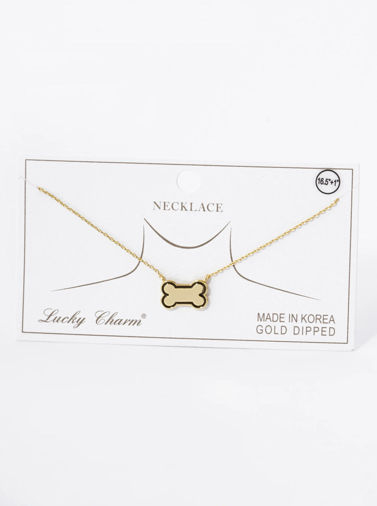 Game Day Mascot 18K Gold Dipped Enamel Dog Bone Treat Pendant Necklace