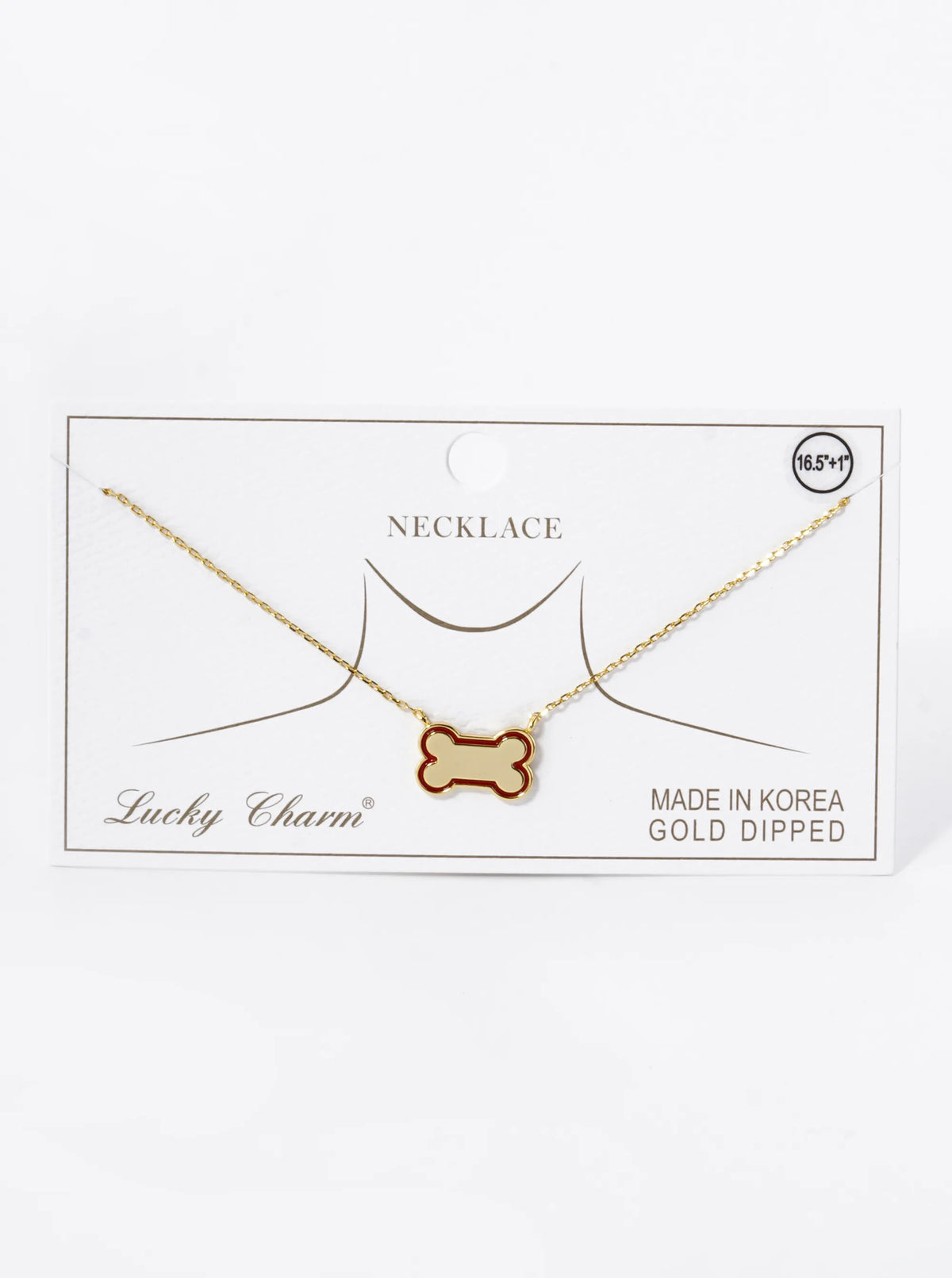 Game Day Mascot 18K Gold Dipped Enamel Dog Bone Treat Pendant Necklace