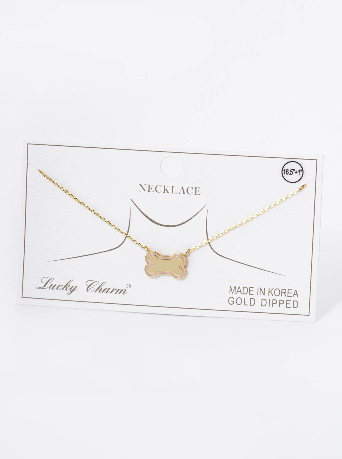 Game Day Mascot 18K Gold Dipped Enamel Dog Bone Treat Pendant Necklace
