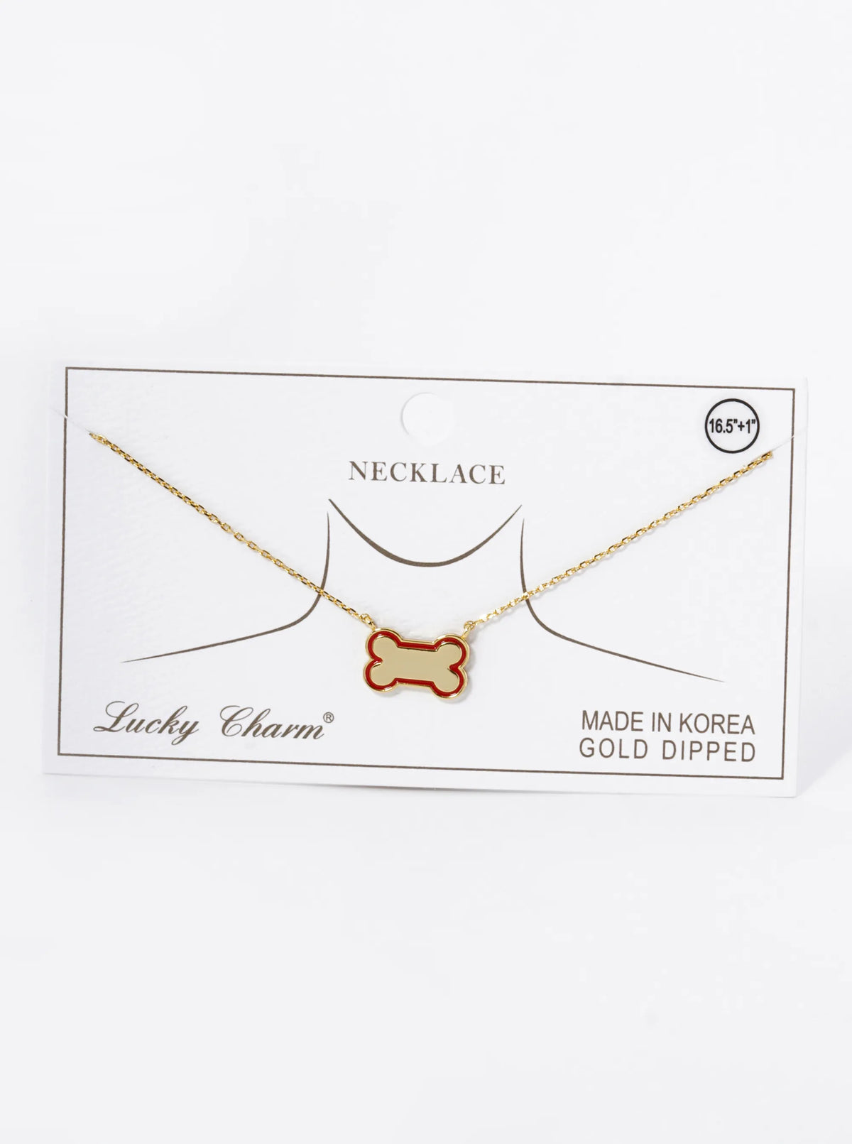 Game Day Mascot 18K Gold Dipped Enamel Dog Bone Treat Pendant Necklace