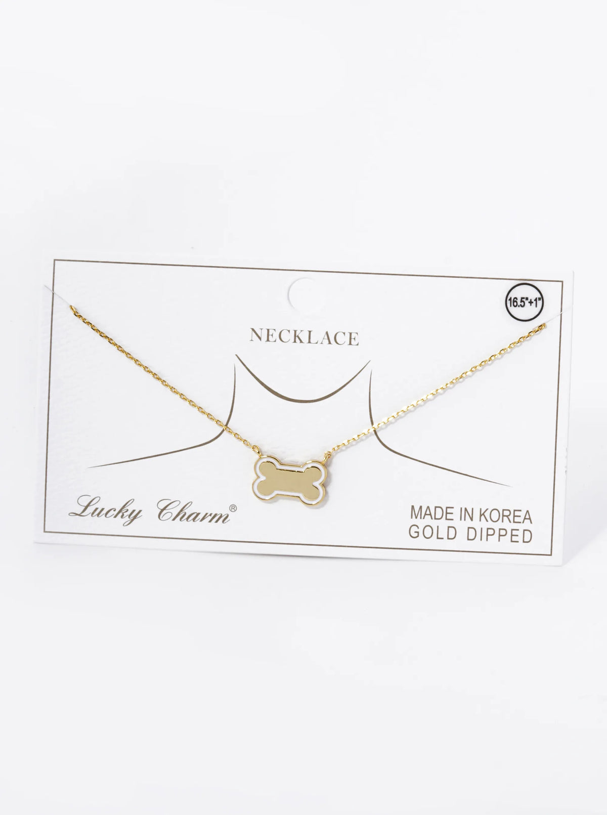 Game Day Mascot 18K Gold Dipped Enamel Dog Bone Treat Pendant Necklace