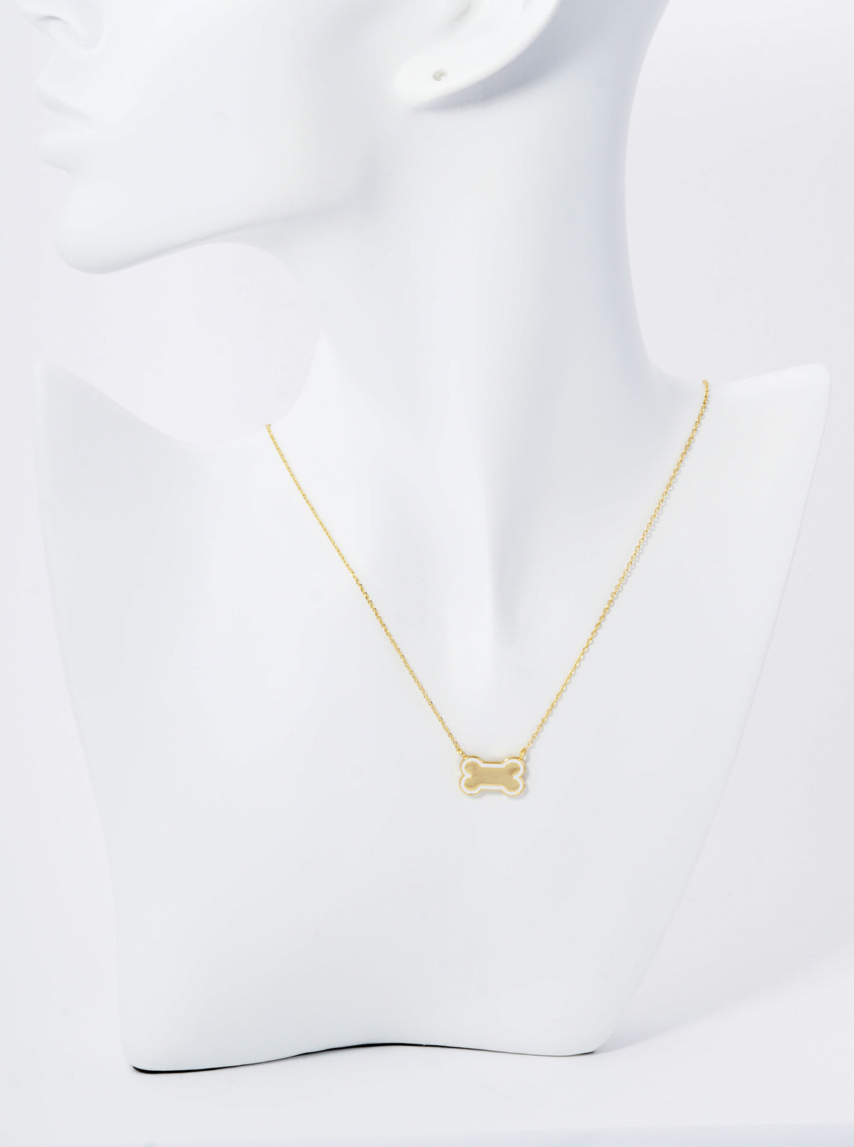 Game Day Mascot 18K Gold Dipped Enamel Dog Bone Treat Pendant Necklace