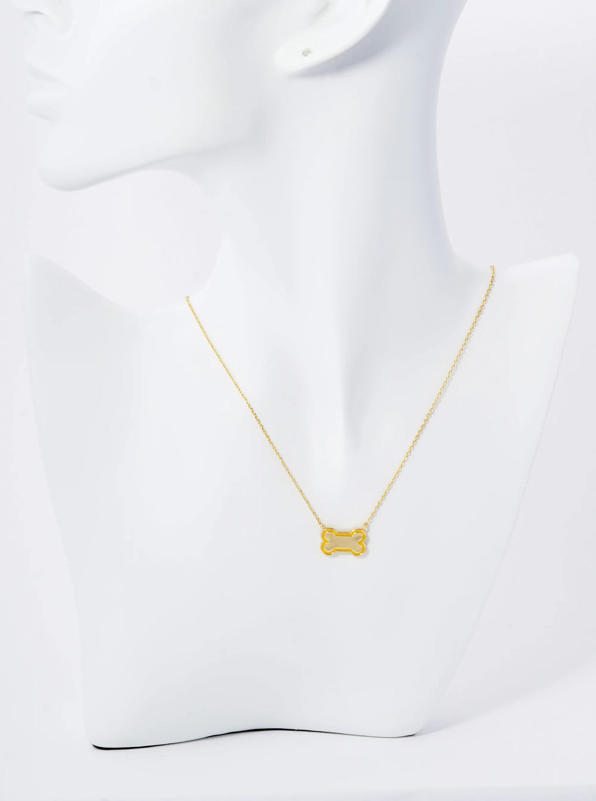 Game Day Mascot 18K Gold Dipped Enamel Dog Bone Treat Pendant Necklace