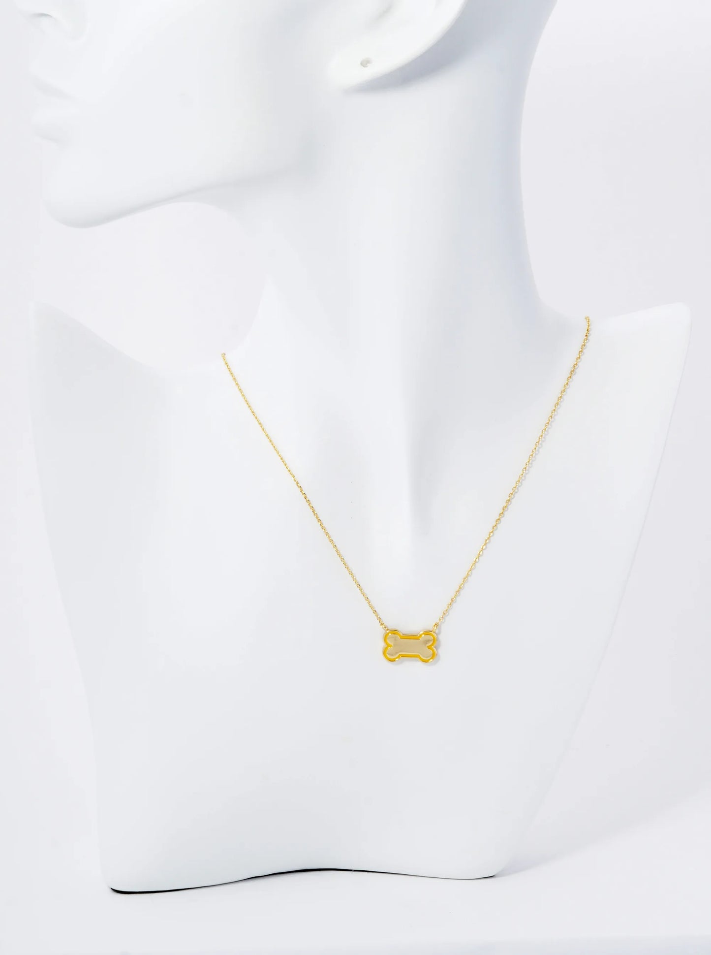 Game Day Mascot 18K Gold Dipped Enamel Dog Bone Treat Pendant Necklace