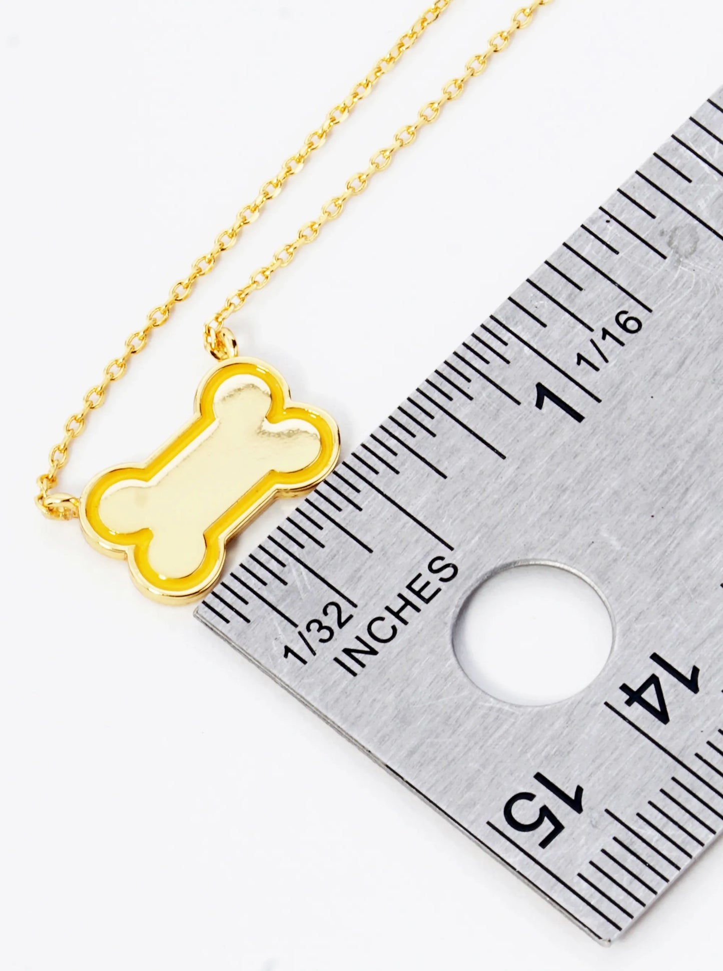 Game Day Mascot 18K Gold Dipped Enamel Dog Bone Treat Pendant Necklace