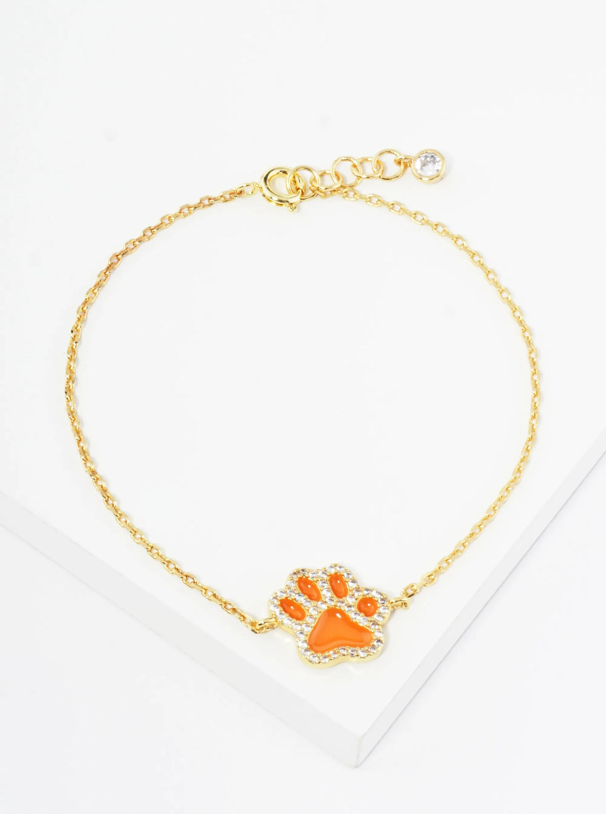 Game Day Mascot 18K Gold Dipped Micro Pave Set Cubic Zirconia 13mm Enamel Chain Bracelet